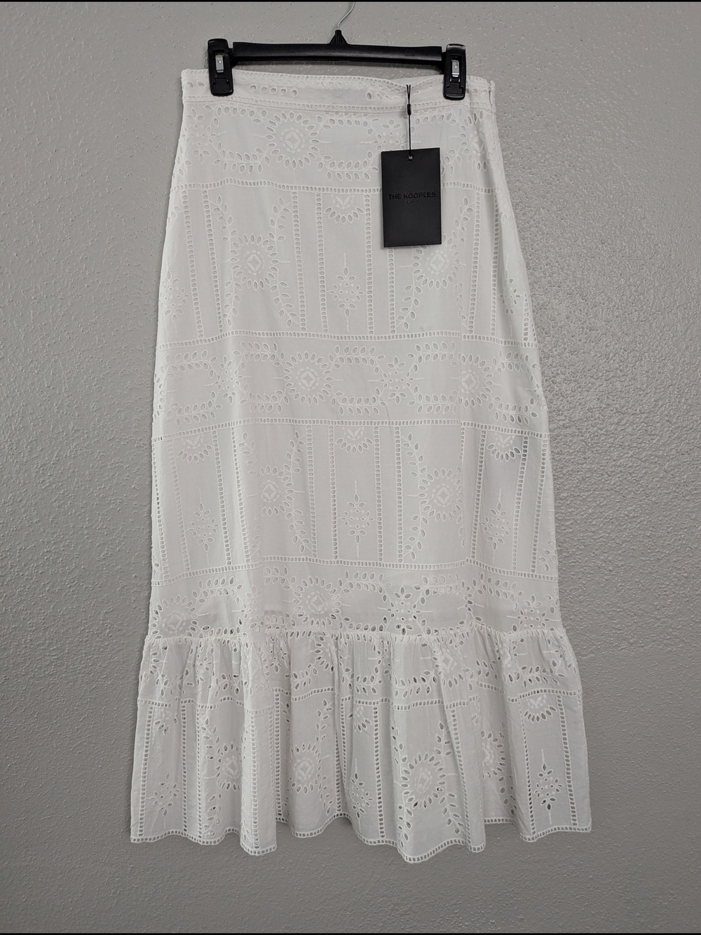 The Kooples White Eyelet Ruffle-Hem Maxi Skirt